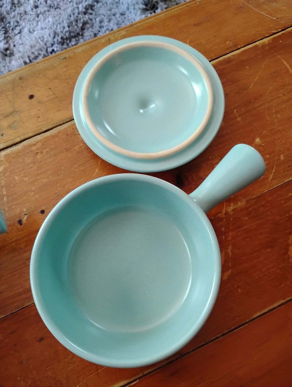 Vintage Set La Solana Pottery Sage Green Casserole Dish Pots with Lid and Handle - Picture 10 of 13